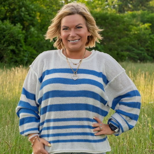 Oversized Light Navy Striped Sweater