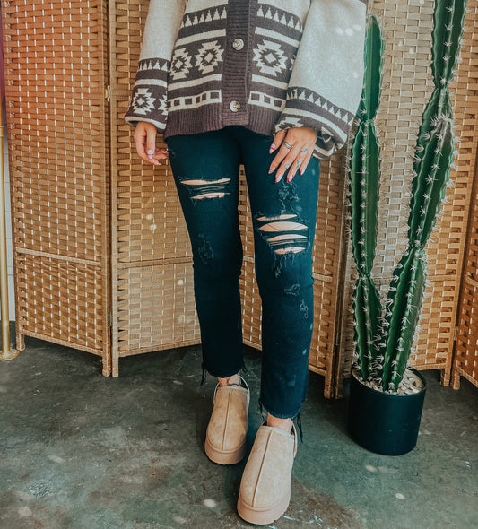 Black Distressed Denim