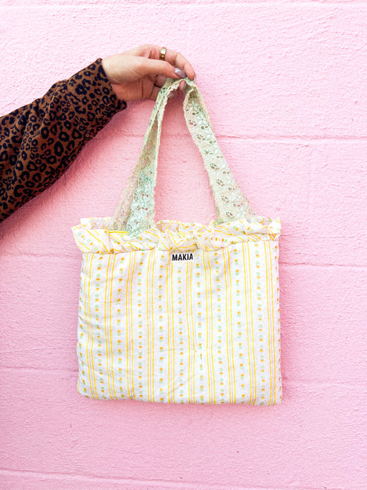 MAKIA Yellow Floral Quilted Tote Bag