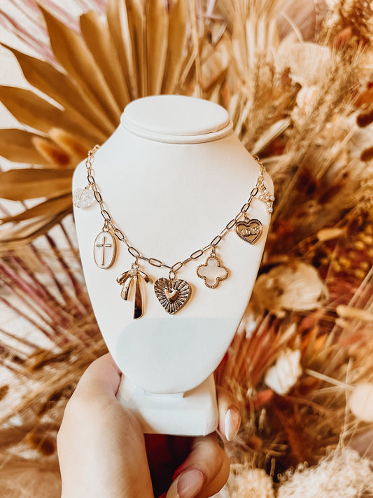 Bow + Cross Charm Necklace