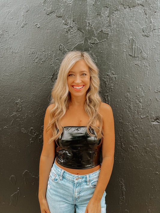 Leather Bandeau Top