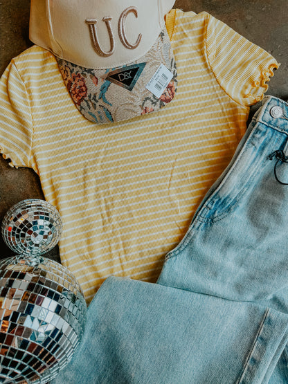 Striped Short Sleeve Crop Top