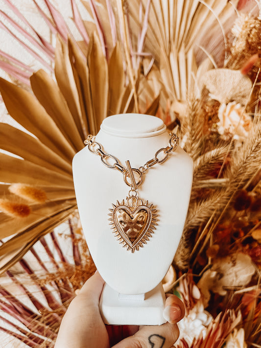 Spiked Heart Chunky Necklace