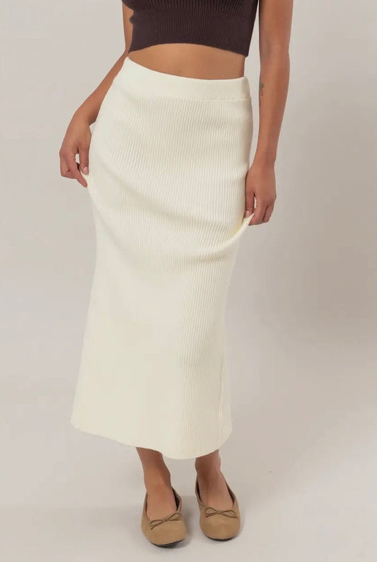 Ivory Ribbed Skirt