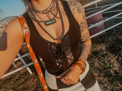 Black Lace-Up Tank Top