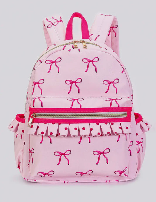 Pink Lavender Ribbon Ruffle Backpack