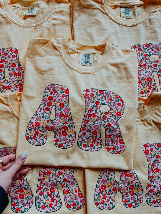Floral Arkansas Graphic T-Shirt