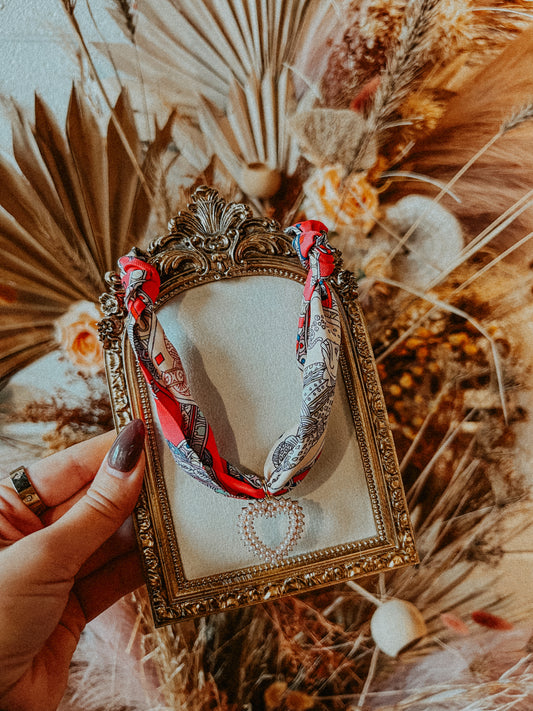 Pearled Heart Scarf Necklace