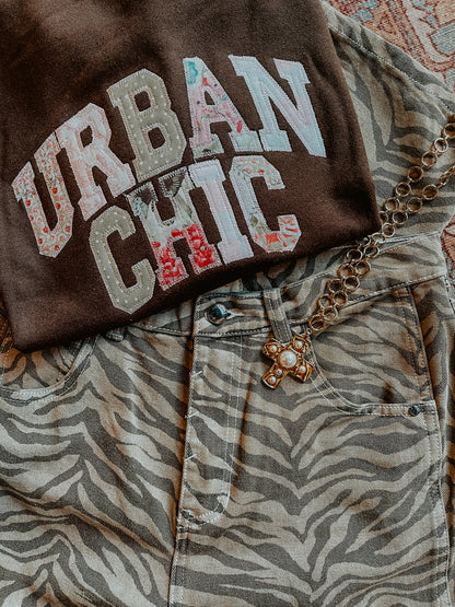 Quilted Urban Chic Sweatshirt Chocolate