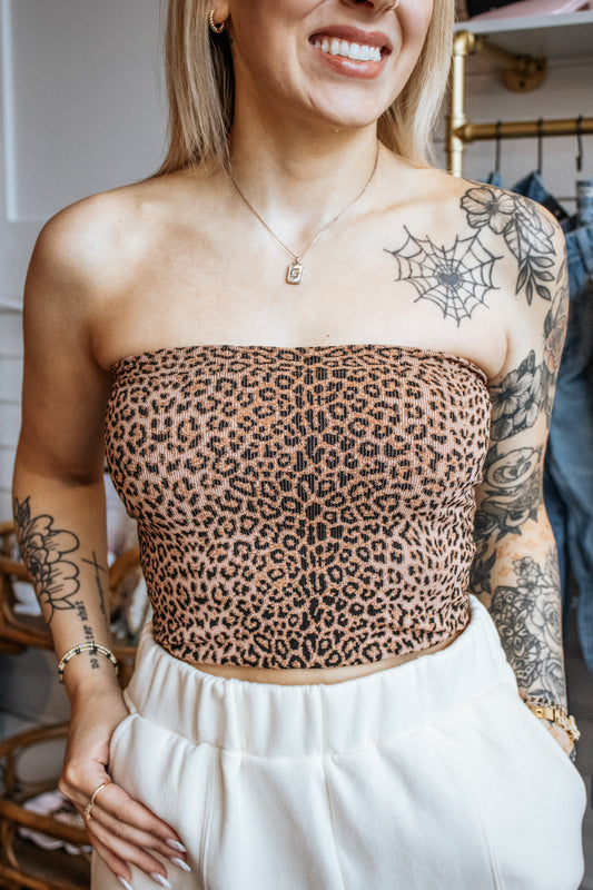 Leopard Strapless Top