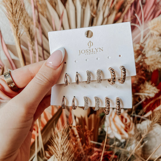 Rhinestone Textured Huggie Hoop Earrings