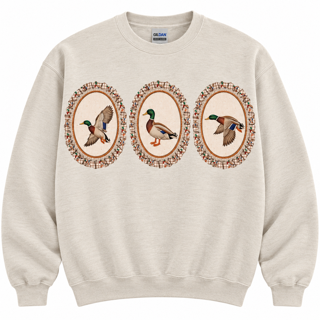 Vintage Mallard Duck Portrait Sweatshirt – Cottagecore Hunting Inspired Crewneck