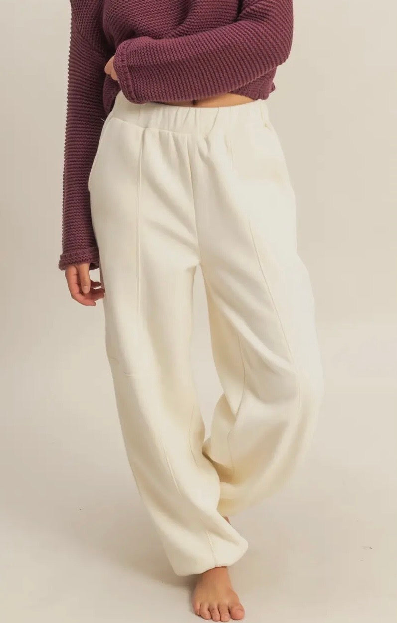 Seam Detail Cream Joggers