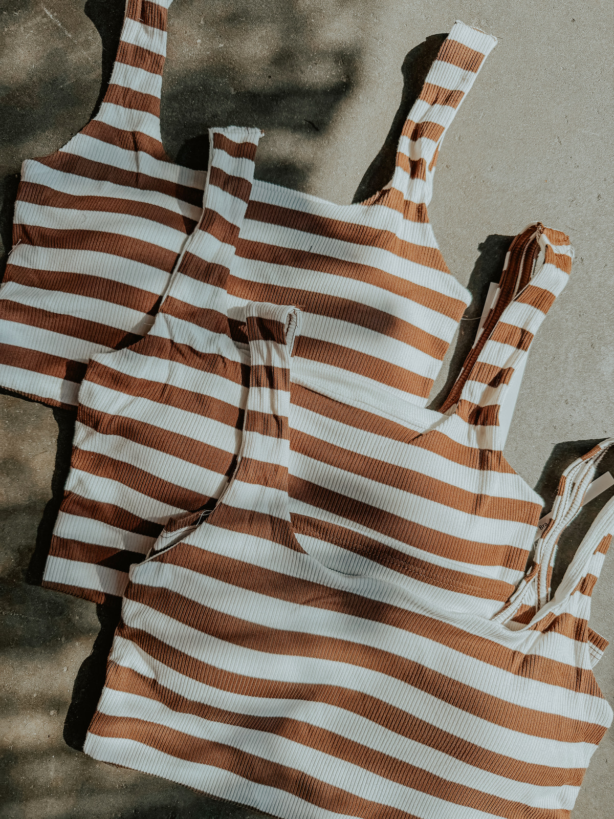Cocoa & White Striped Ribbed Tank