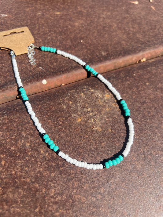 White and Turquoise Western Choker