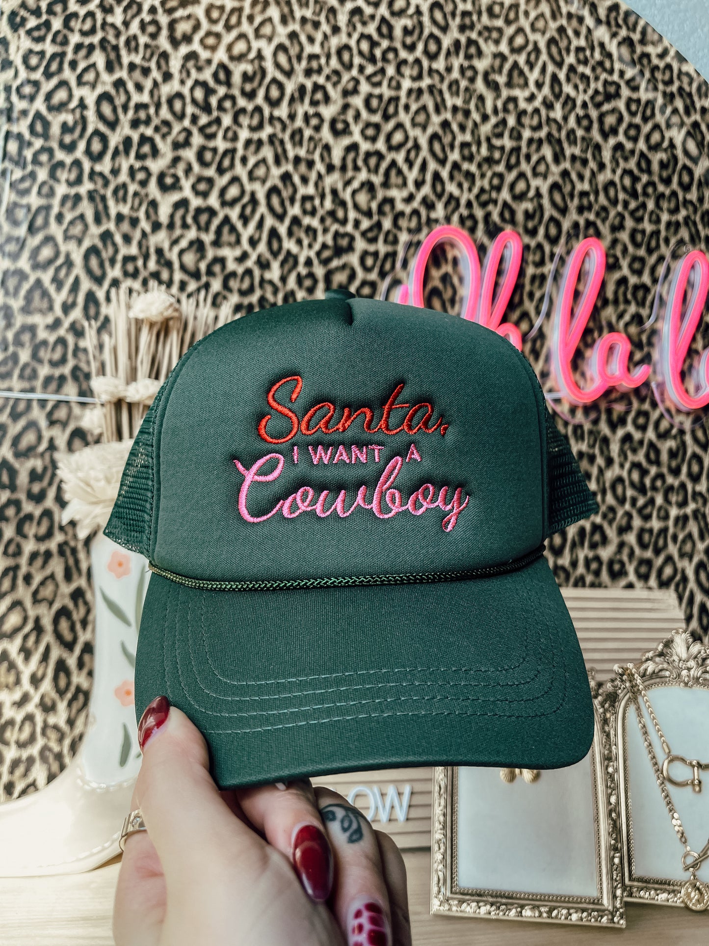 Santa I Want A Cowboy Trucker Hat