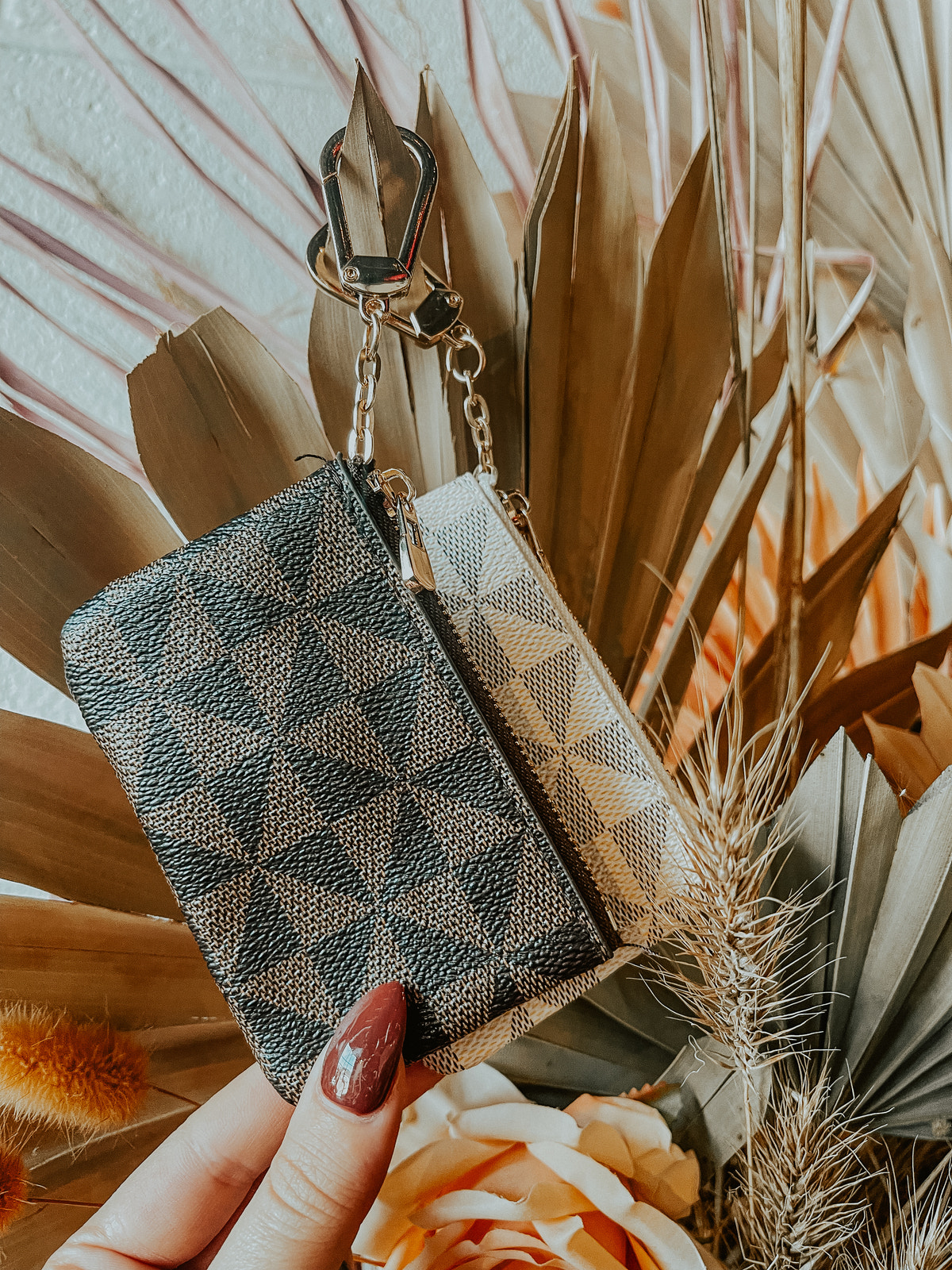 Checkered Coin Purse Keychain