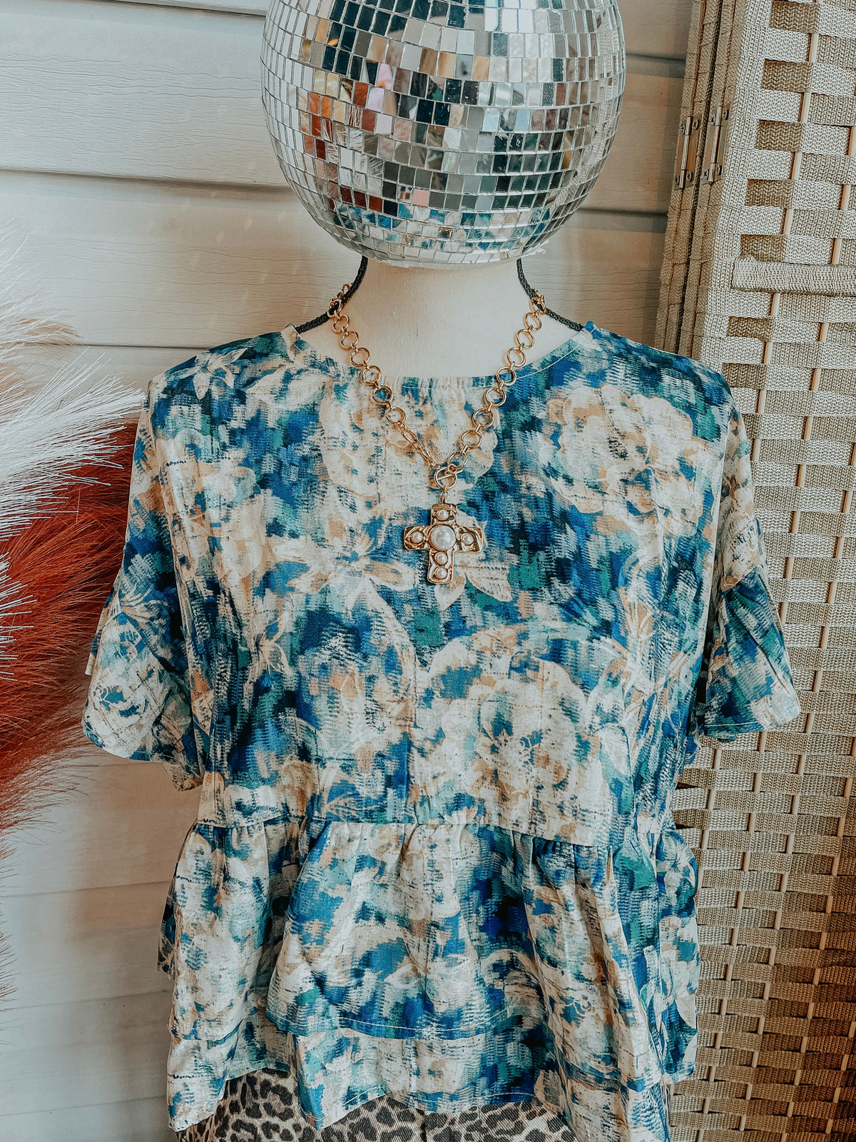Painted Desert Peplum Top – Royal Blue