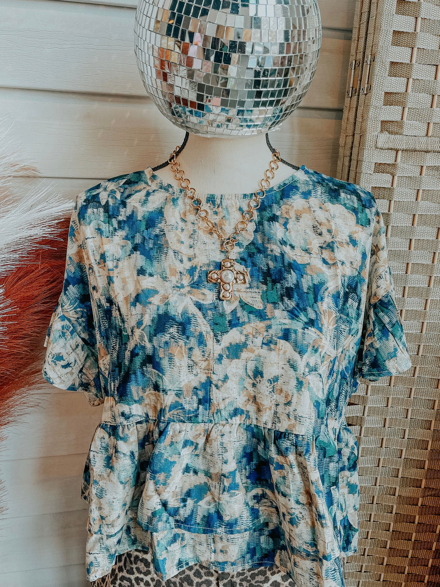 Painted Desert Peplum Top – Royal Blue