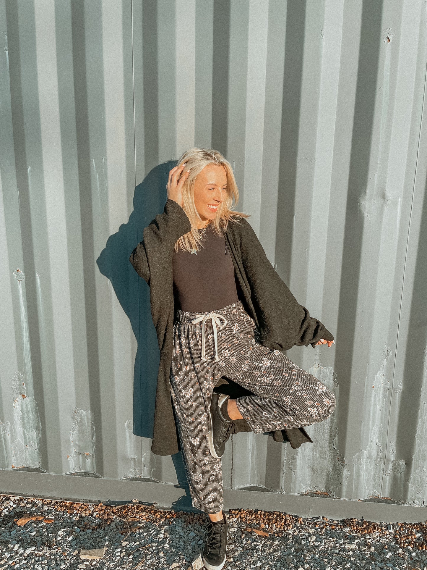 Floral Ribbed Joggers