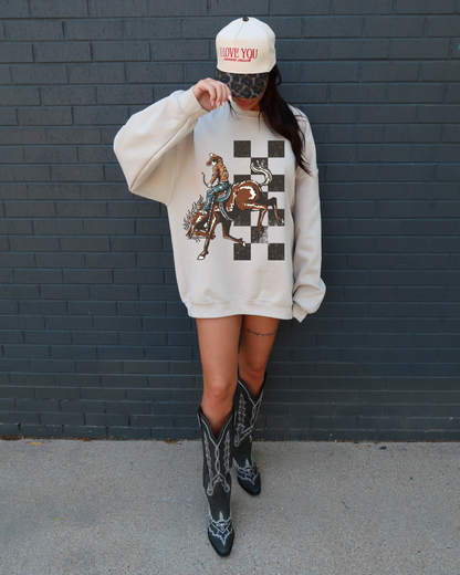Saddle Up Checkered Sweatshirt