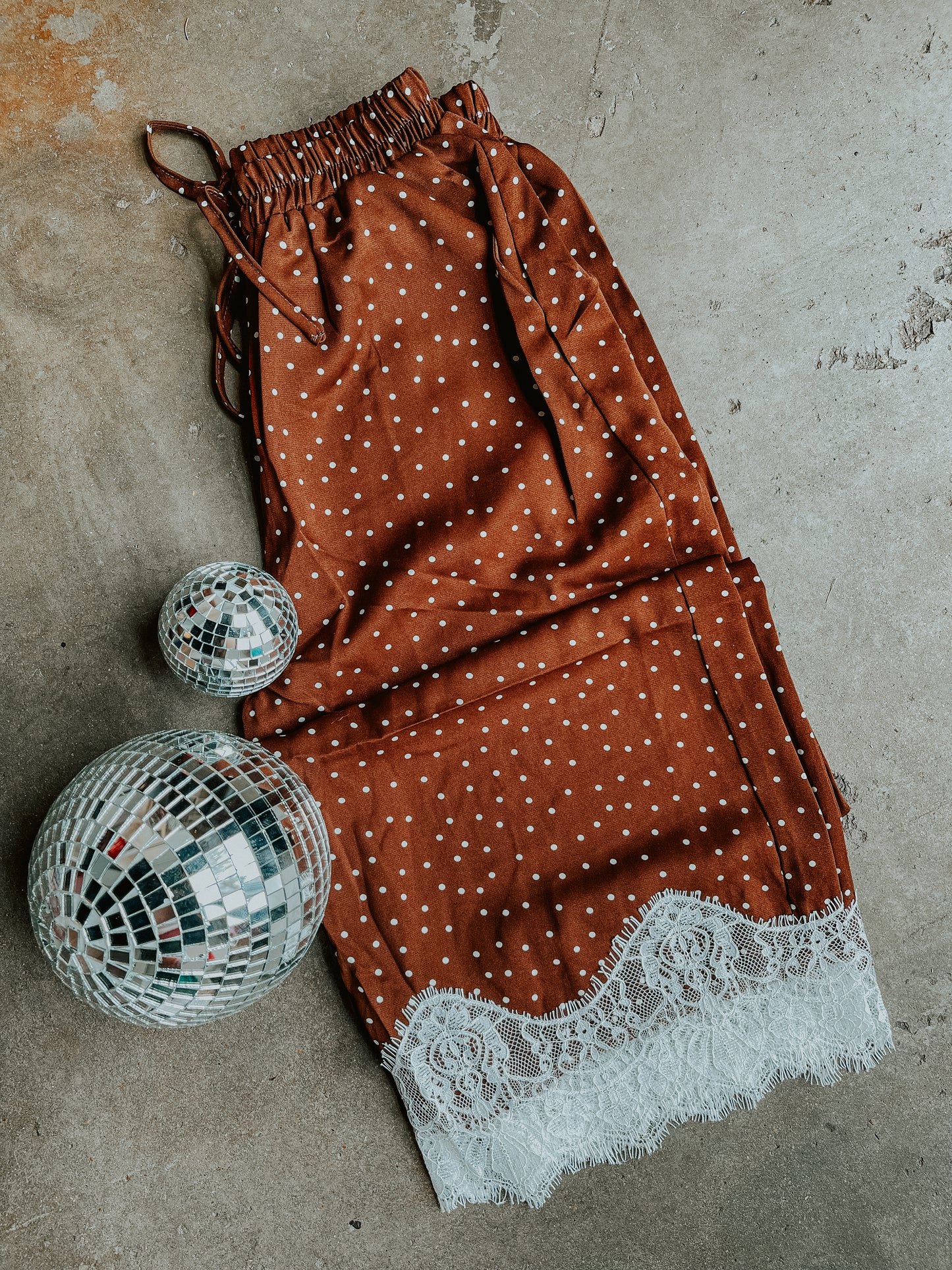 Vintage Charm Polka Dot Lace Pants