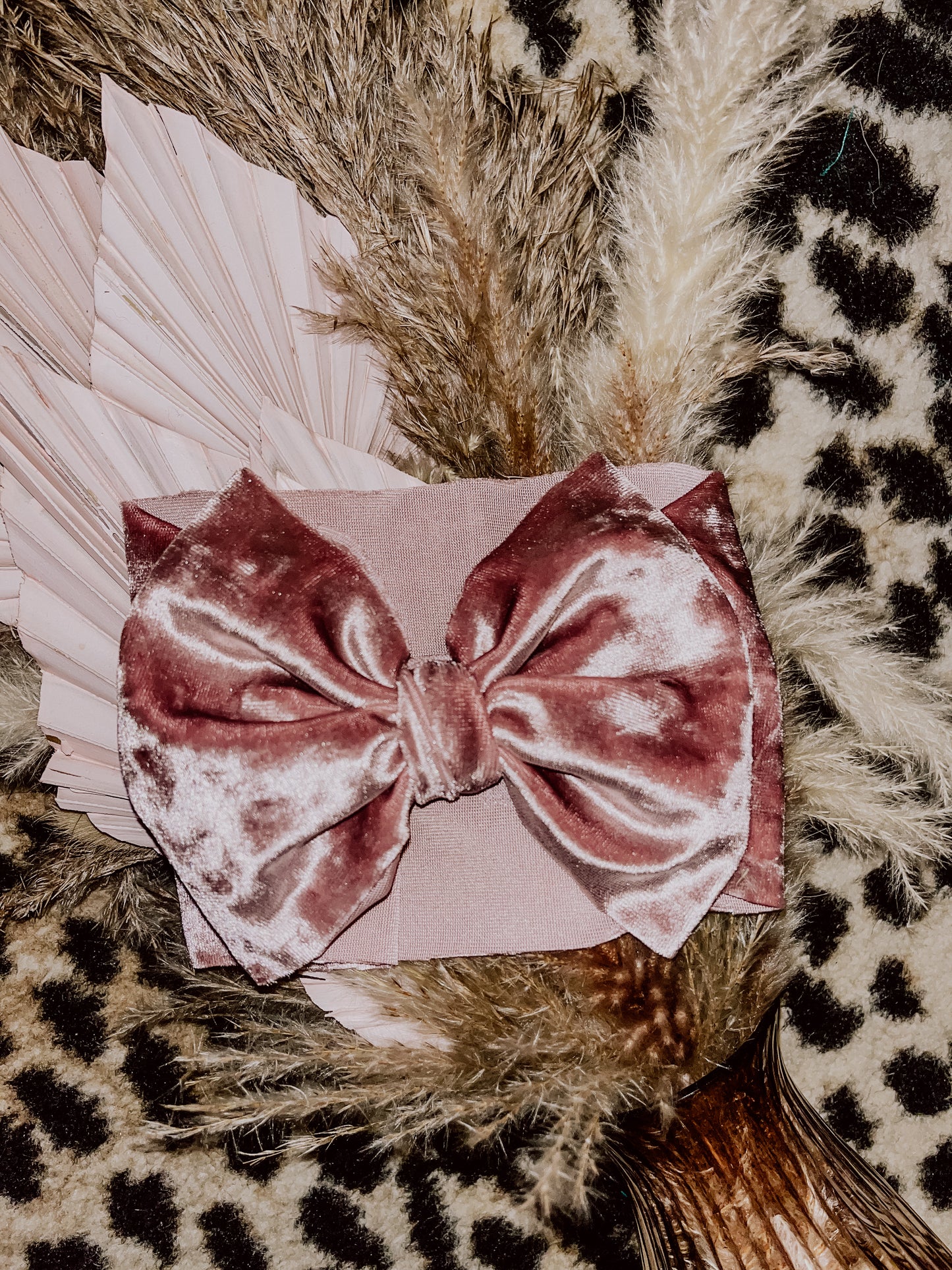 Mauve Velvet Baby Bow Headwrap