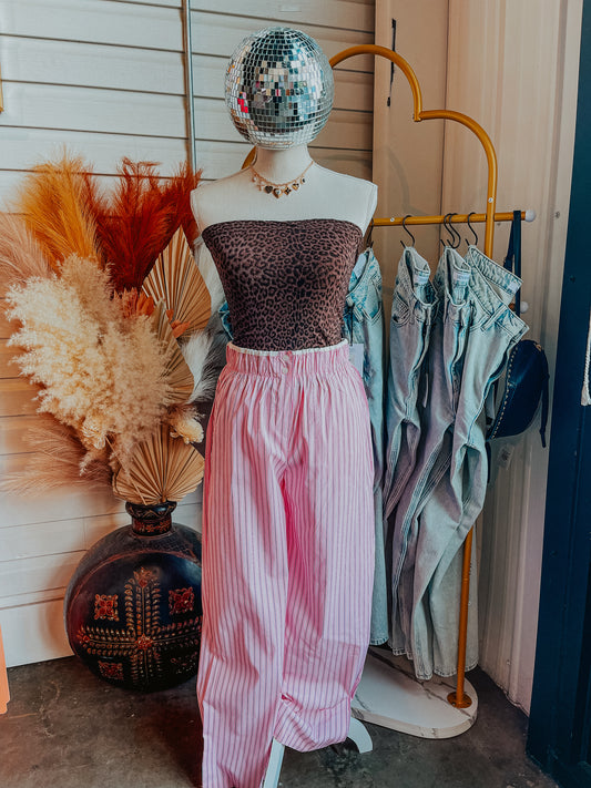 Pink Striped Boxer Pants