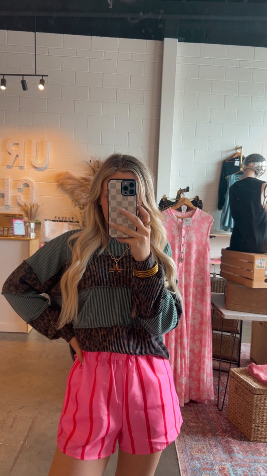 Leopard Olive Corded Long Sleeve