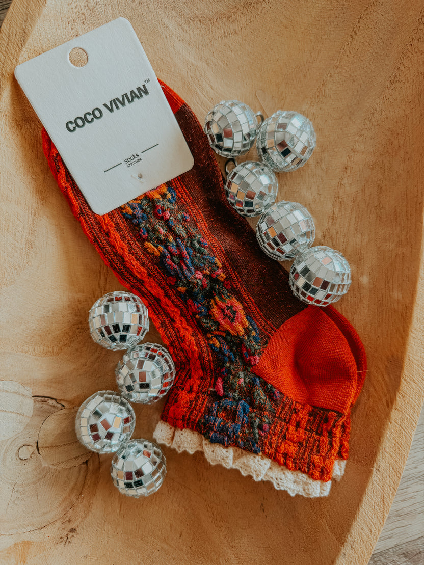 Vintage Floral Lace Ruffle Socks