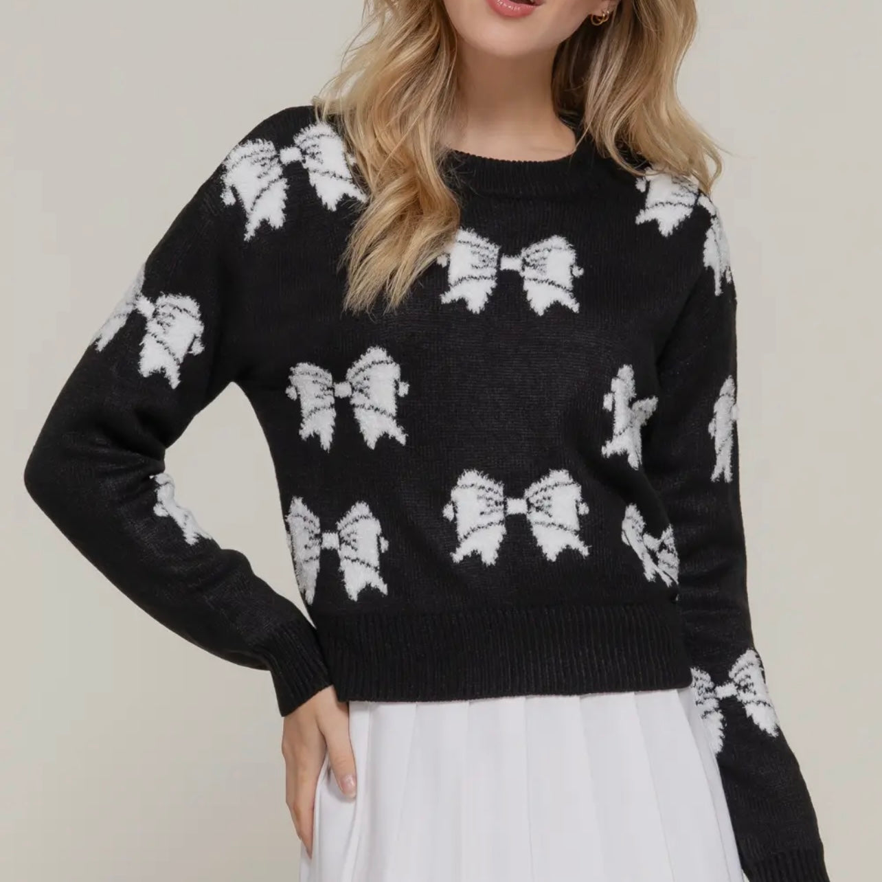 Black and White Ribbon Sweater