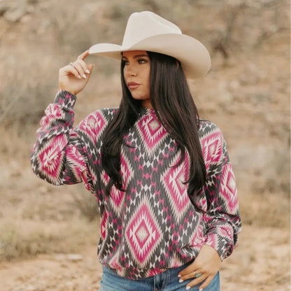 Pink Western Sweater