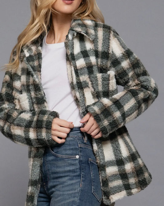 Plaid Button Down
Printed Faux Fur Jacket