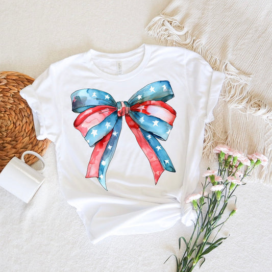 Red, White, and Blue Bow Graphic T-Shirt