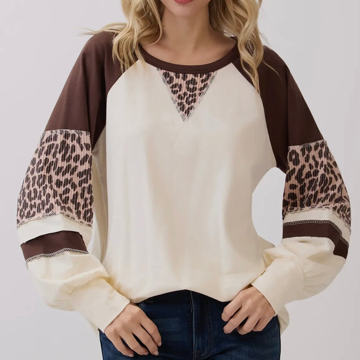 Leopard Print Block Long Sleeve