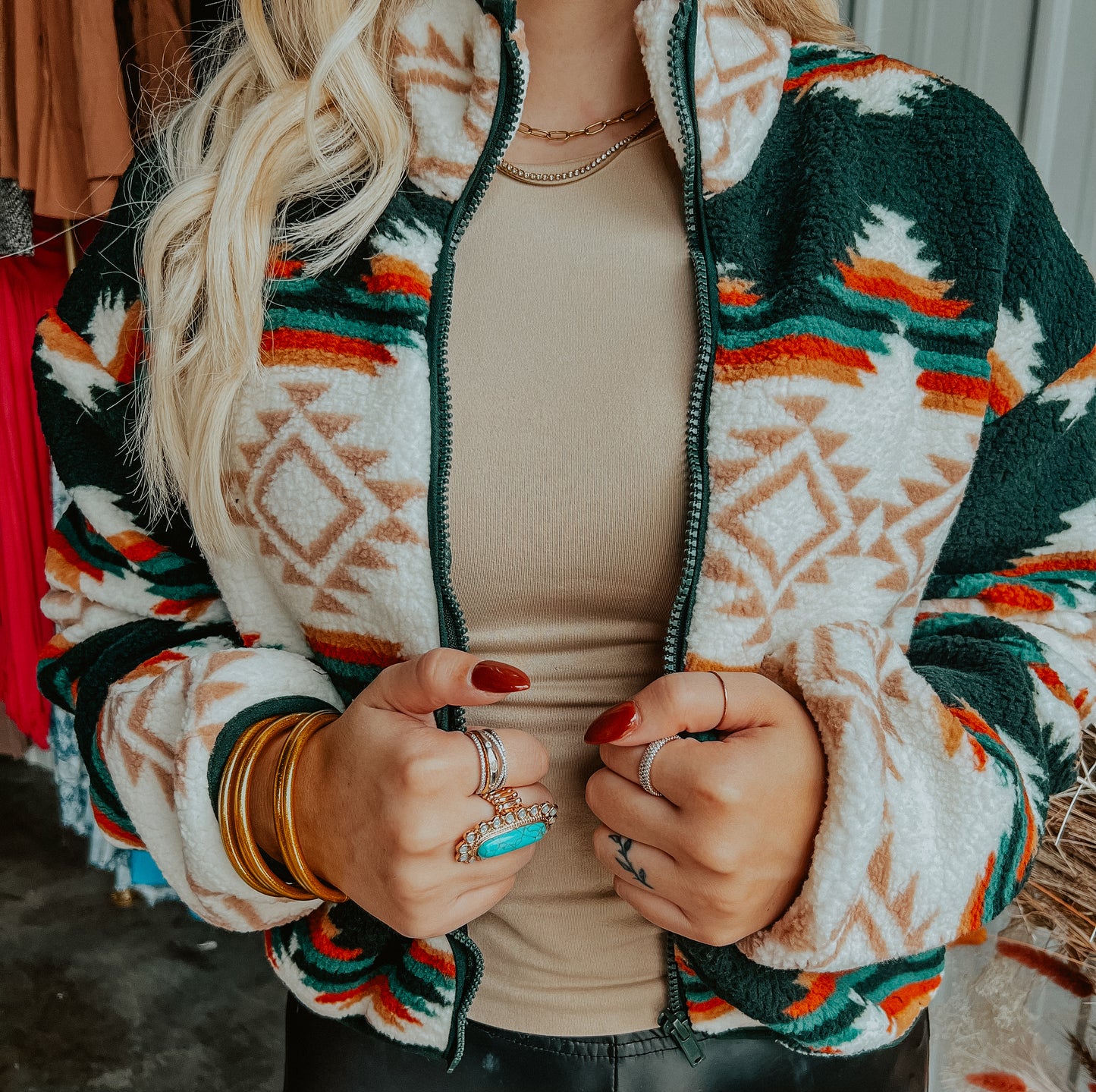 Aztec Sherpa Full Zip Jacket