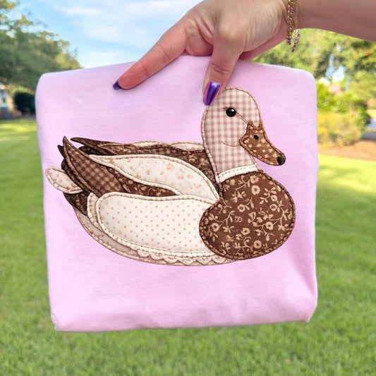 Faux Duck Embroidery Sweatshirt