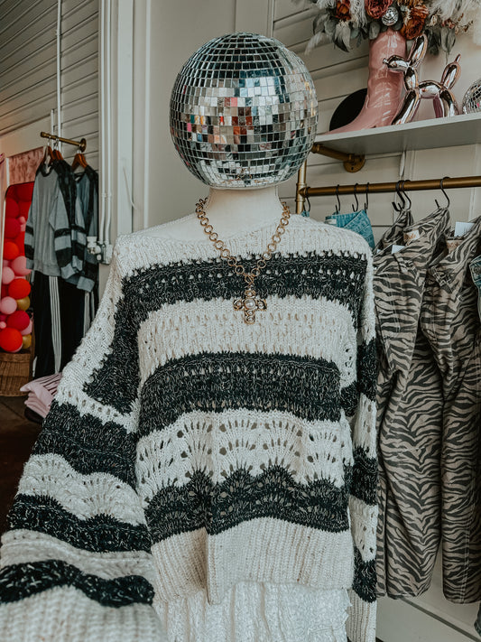 Striped Crochet Sweater Top