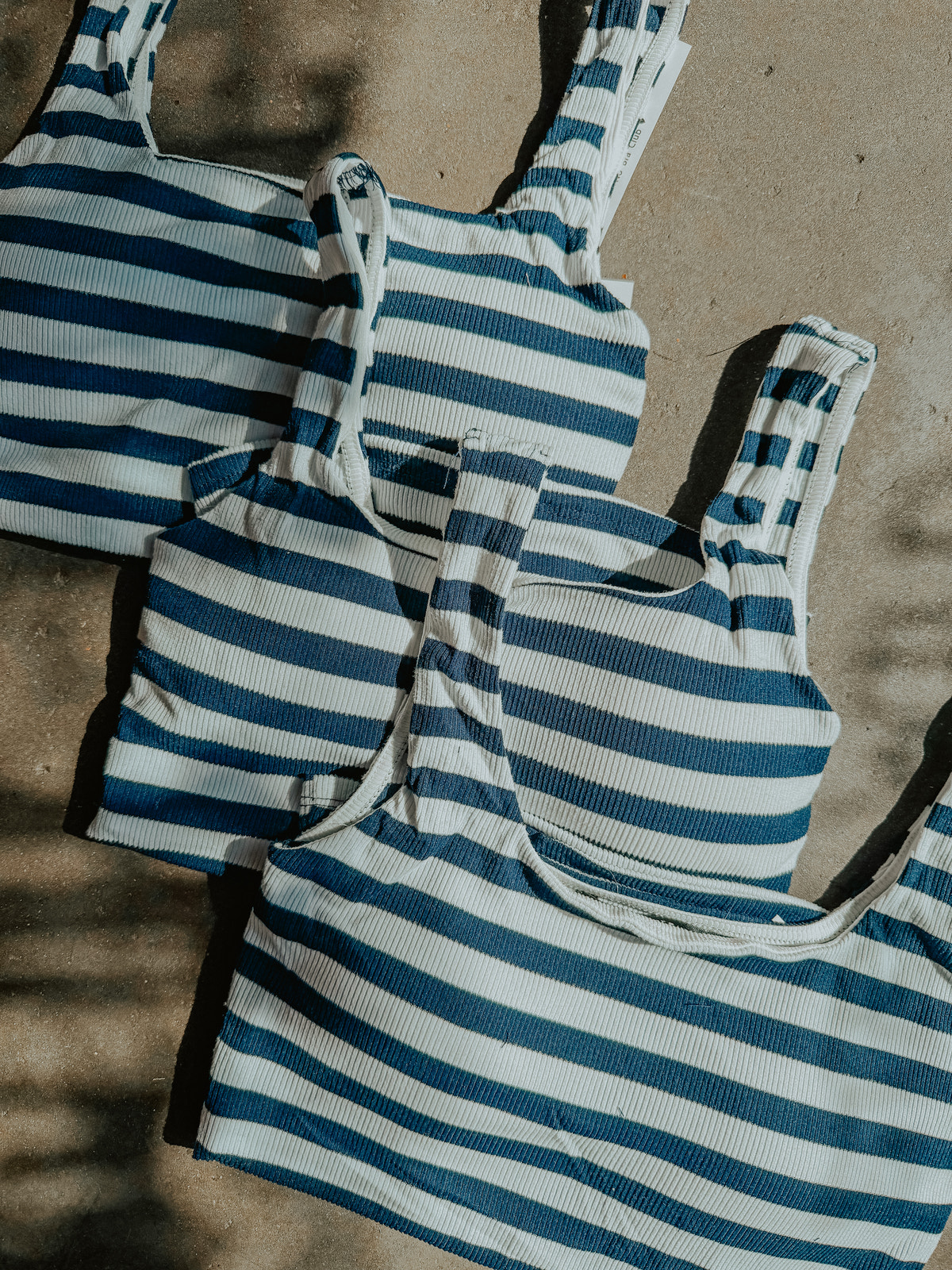 Navy & White Striped Ribbed Tank