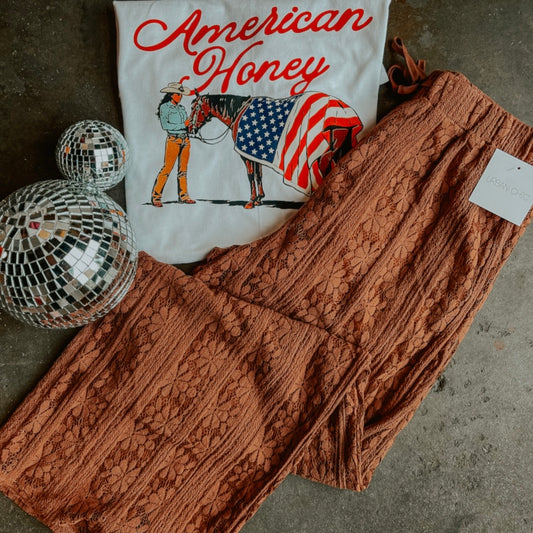 Taupe Lace Pants W/Shorts Lining